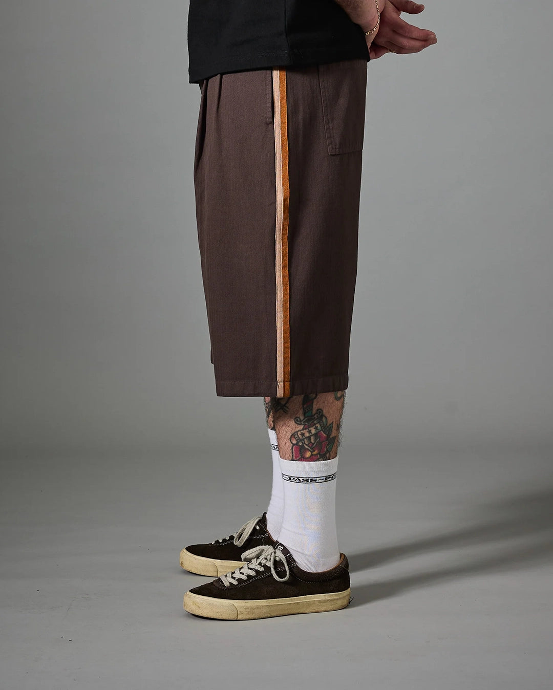 Herringbone Leagues Club Stripe Short - Dark Brown