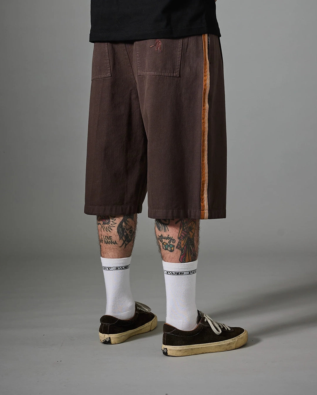 Herringbone Leagues Club Stripe Short - Dark Brown