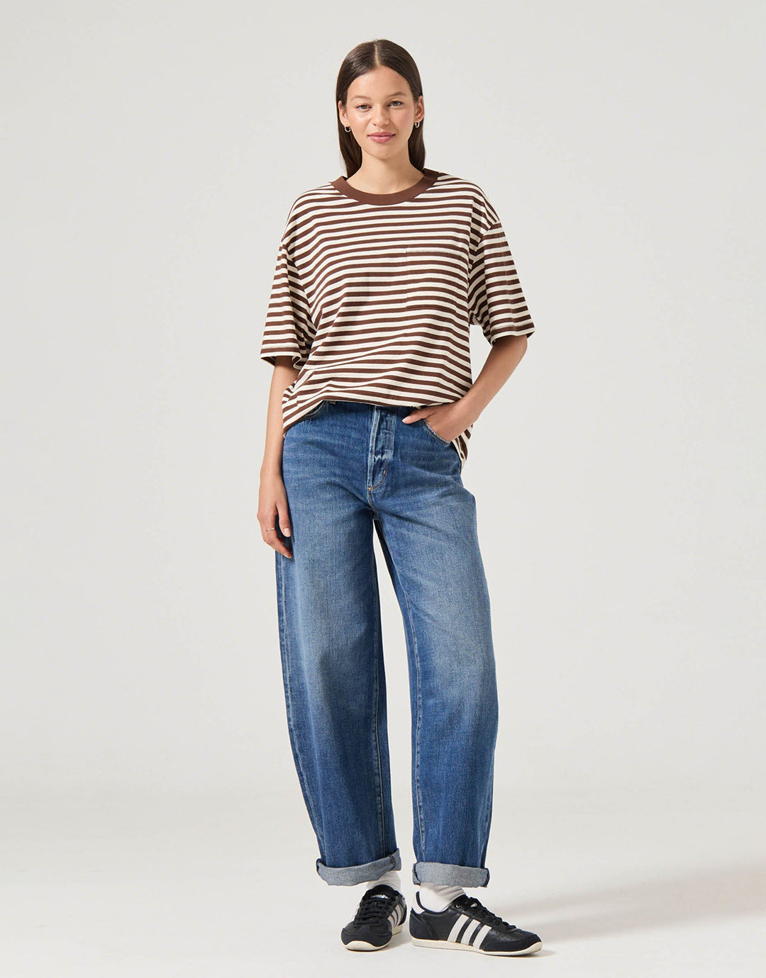 Gigi Turn Up Barrel Denim Jeans - Paris Texas
