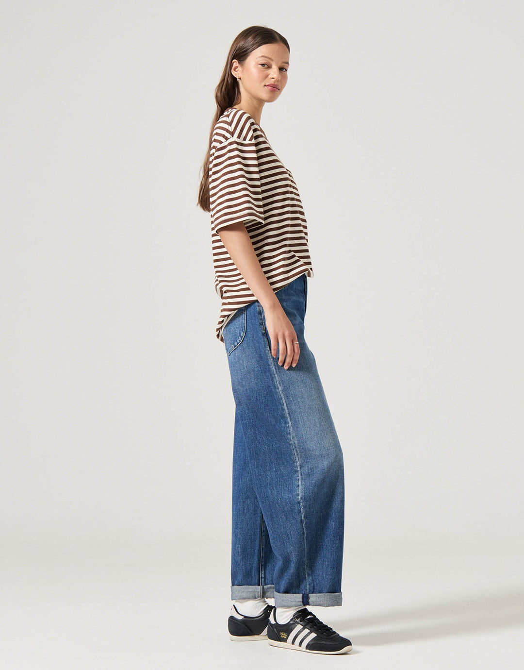 Gigi Turn Up Barrel Denim Jeans - Paris Texas