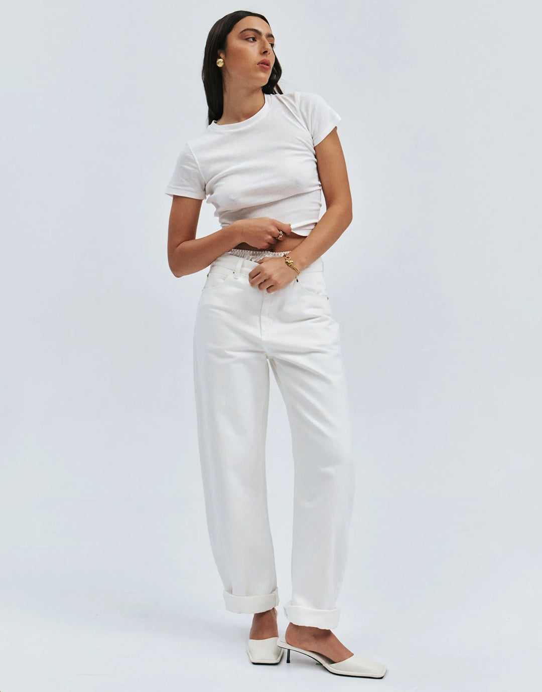 Arc Barrel Jeans - White Gold