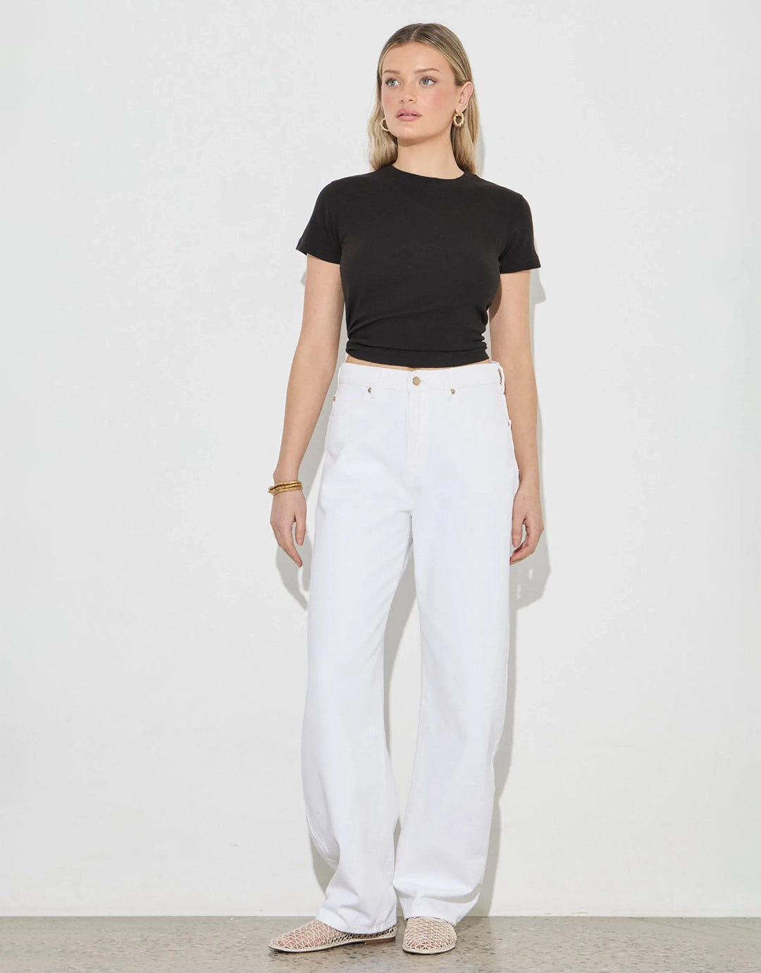 Arc Barrel Jeans - White Gold