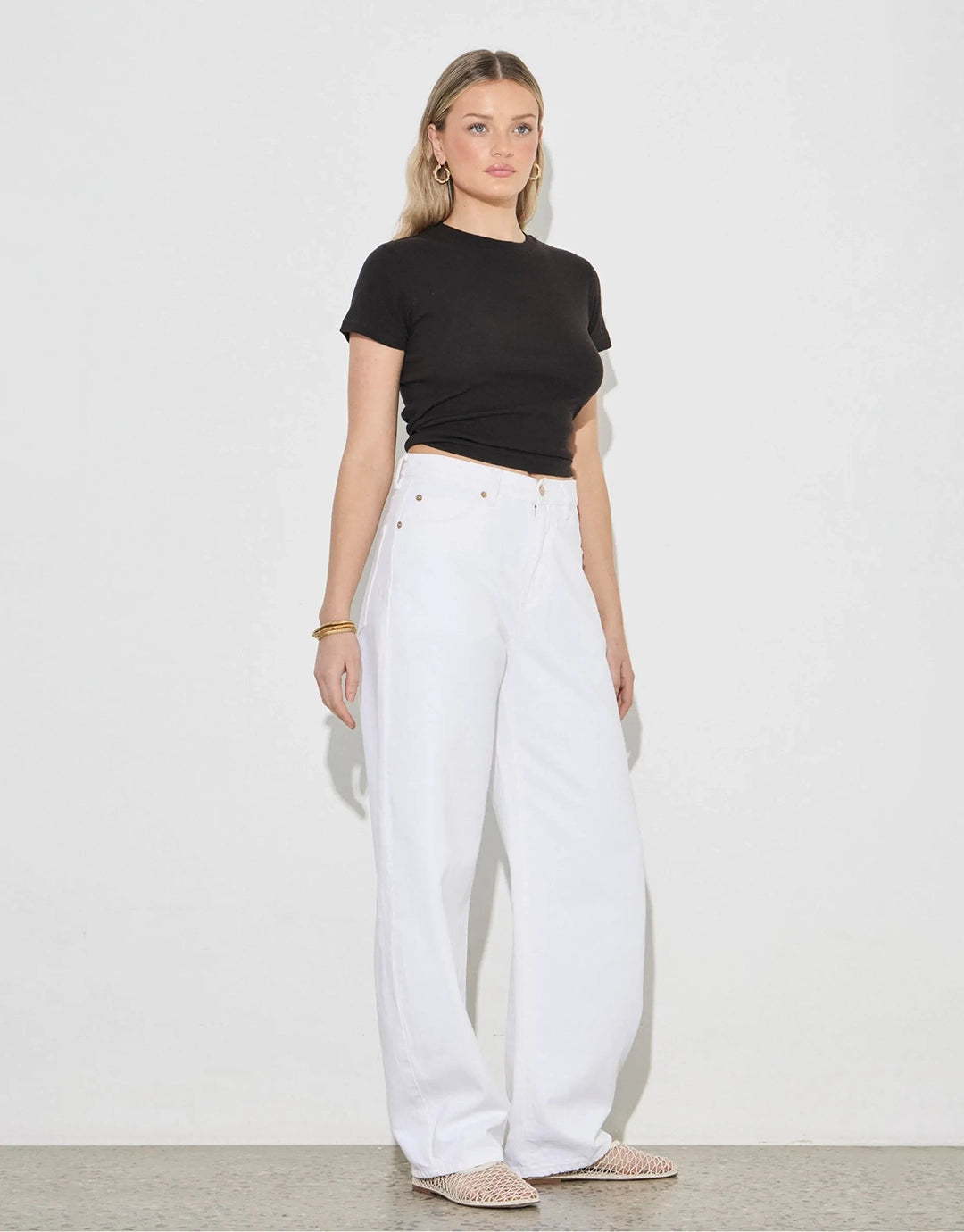 Arc Barrel Jeans - White Gold
