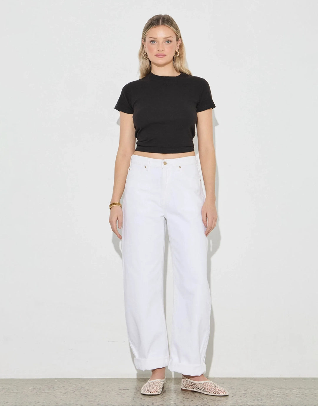 Arc Barrel Jeans - White Gold