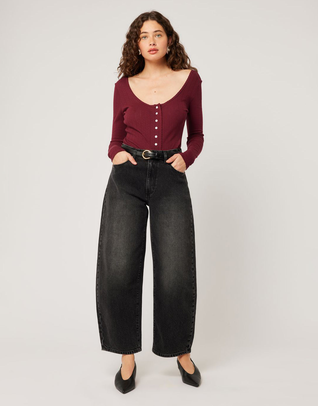 Gigi Barrel Denim Jeans - 80s Black