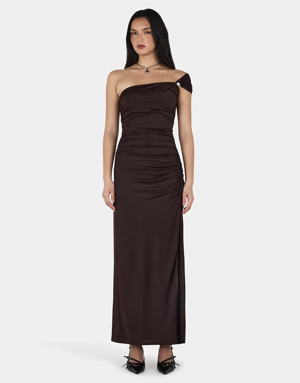 Rhea Midi Dress - Chocolate by Ownley - view 2