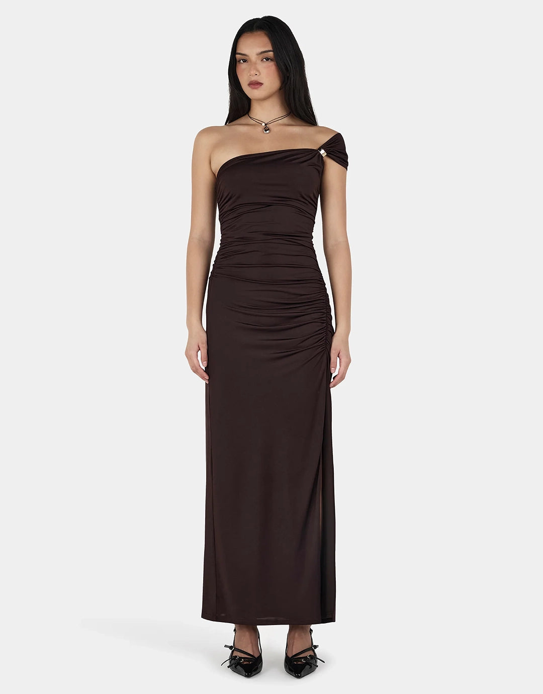 Rhea Midi Dress - Chocolate by Ownley - view 2