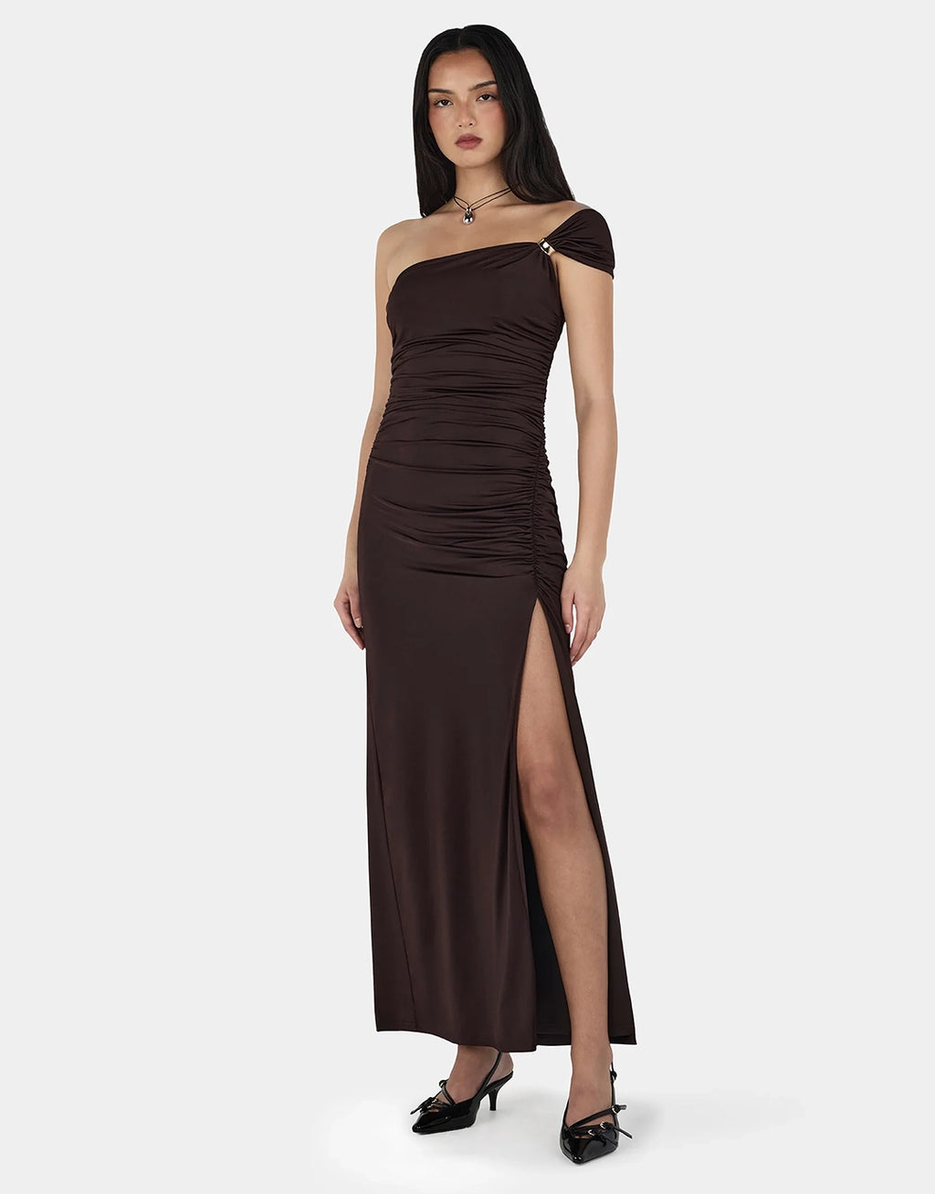 Rhea Midi Dress - Chocolate by Ownley - view 3