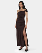 Rhea Midi Dress - Chocolate by Ownley - view 3