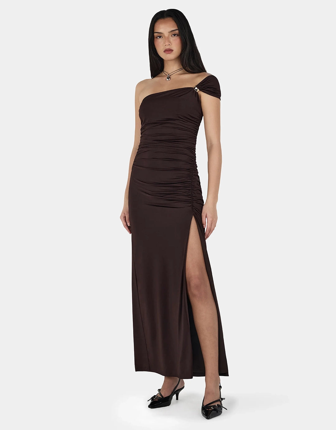 Rhea Midi Dress - Chocolate by Ownley - view 3
