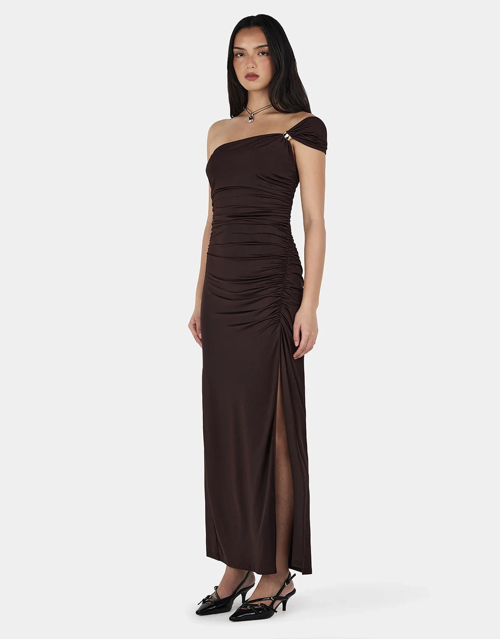 Rhea Midi Dress - Chocolate by Ownley - view 4