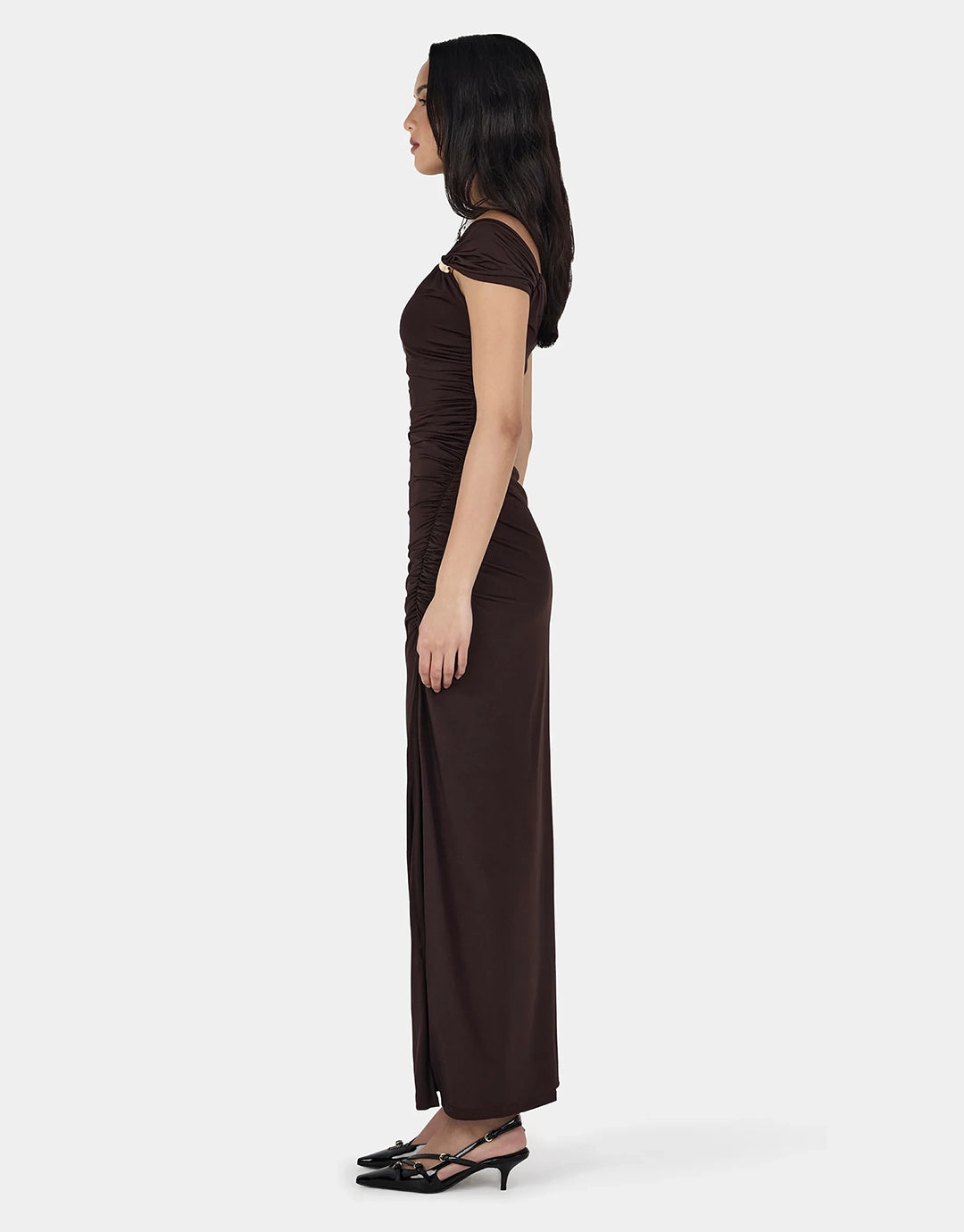 Rhea Midi Dress - Chocolate by Ownley - view 5