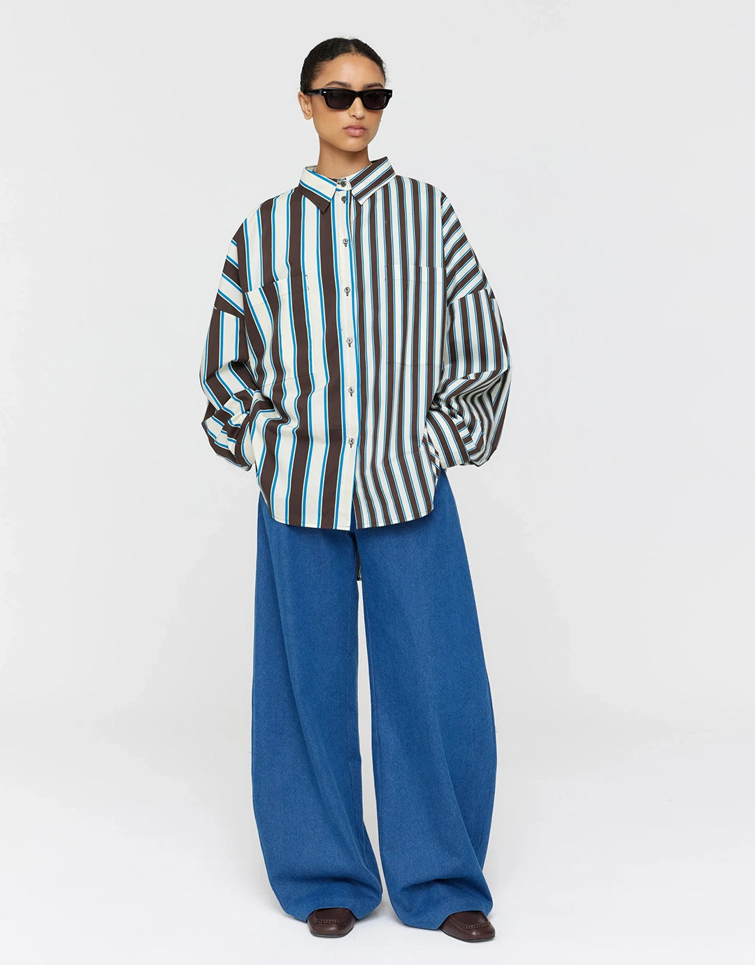 Marin Shirt - Brown and Mint Combo Stripe