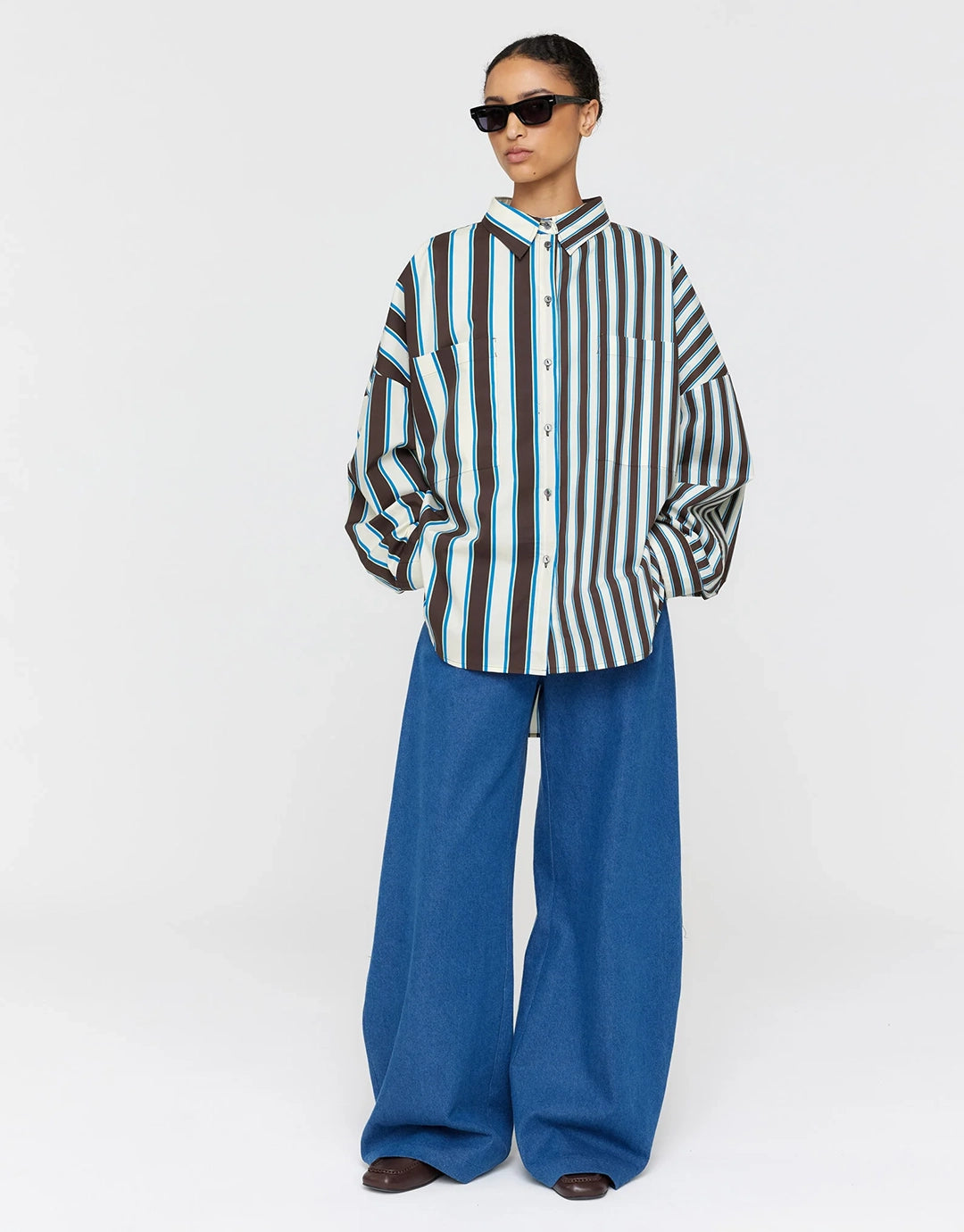 Marin Shirt - Brown and Mint Combo Stripe