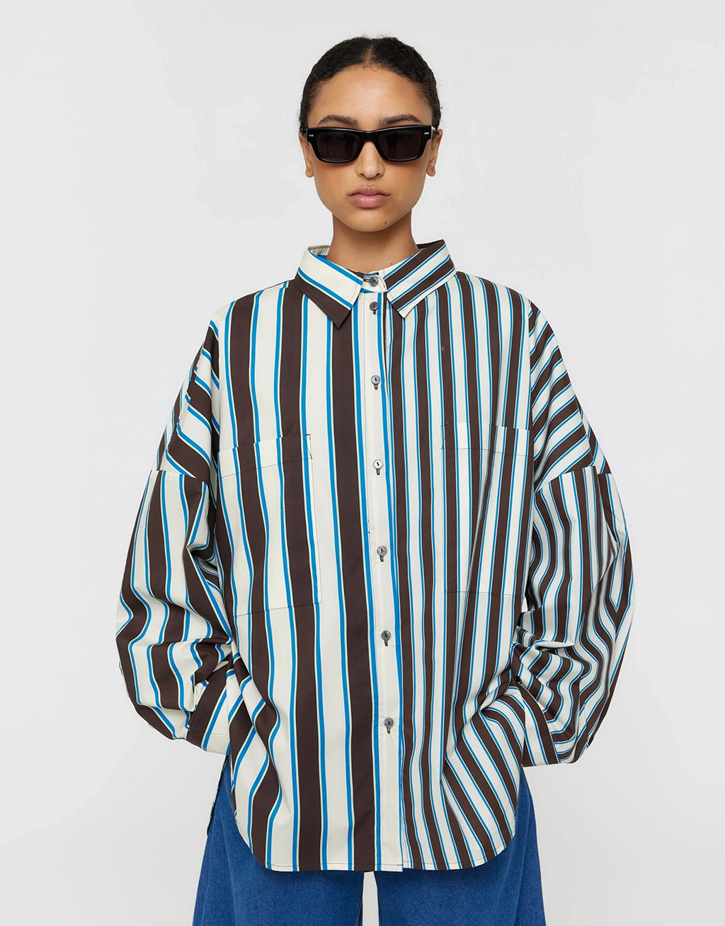 Marin Shirt - Brown and Mint Combo Stripe by Ricochet
