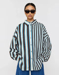 Marin Shirt - Brown and Mint Combo Stripe by Ricochet