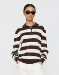 Noe Polo - Brown + Cream Stripe by Ricochet