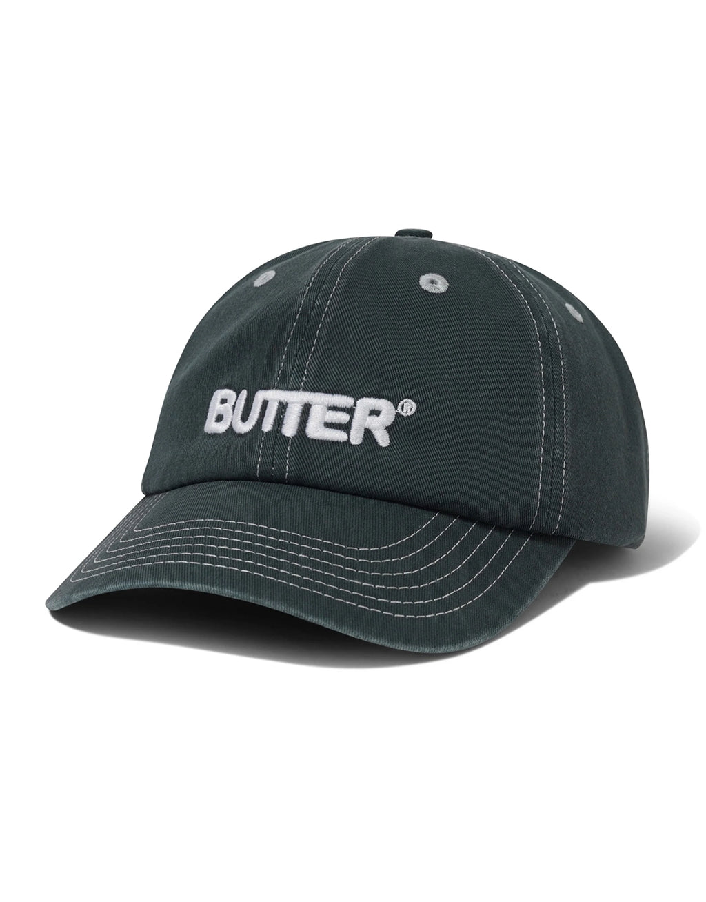 Rounded Logo 6 Panel Cap - Washed Black by Butter Goods