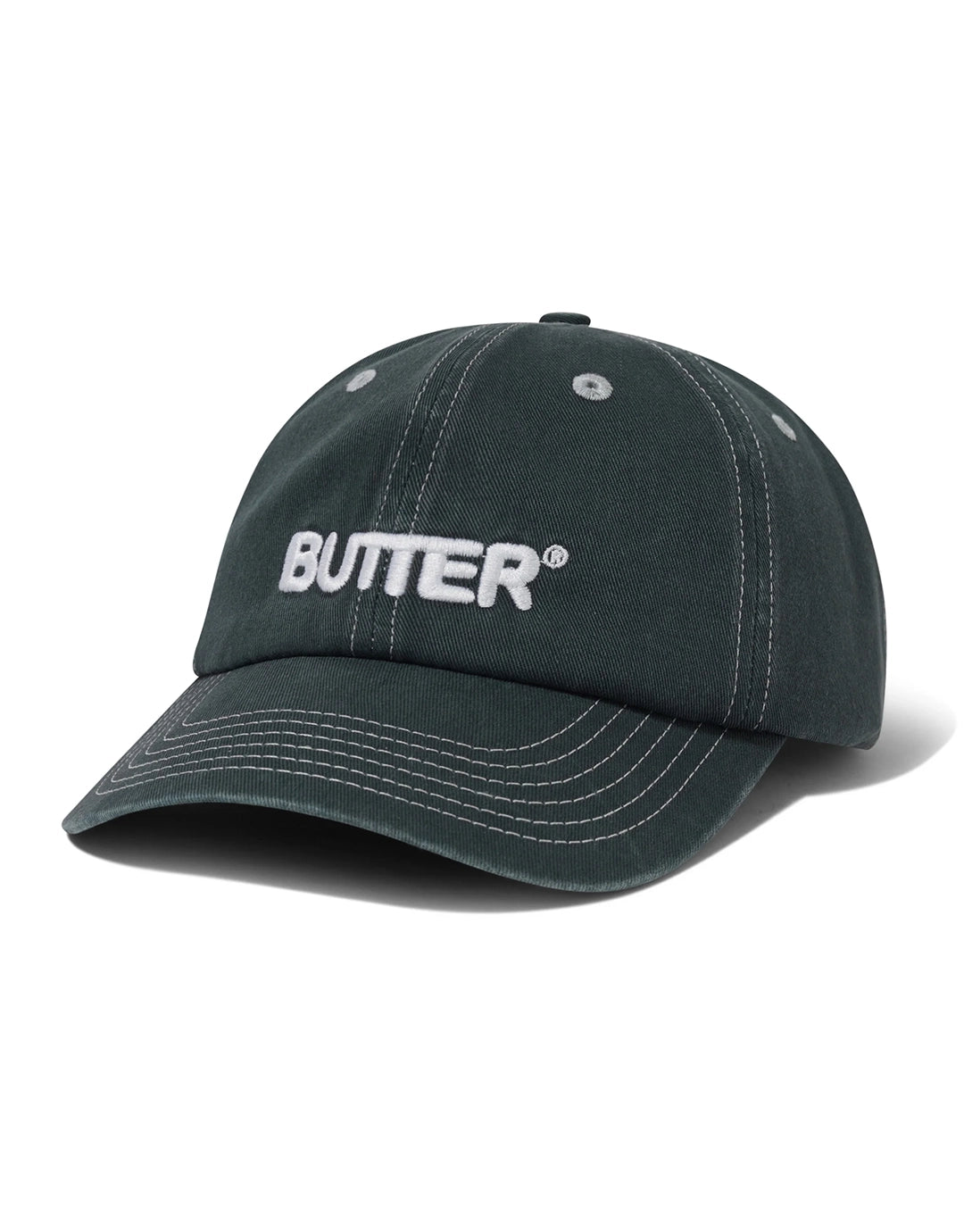 Rounded Logo 6 Panel Cap - Washed Black by Butter Goods