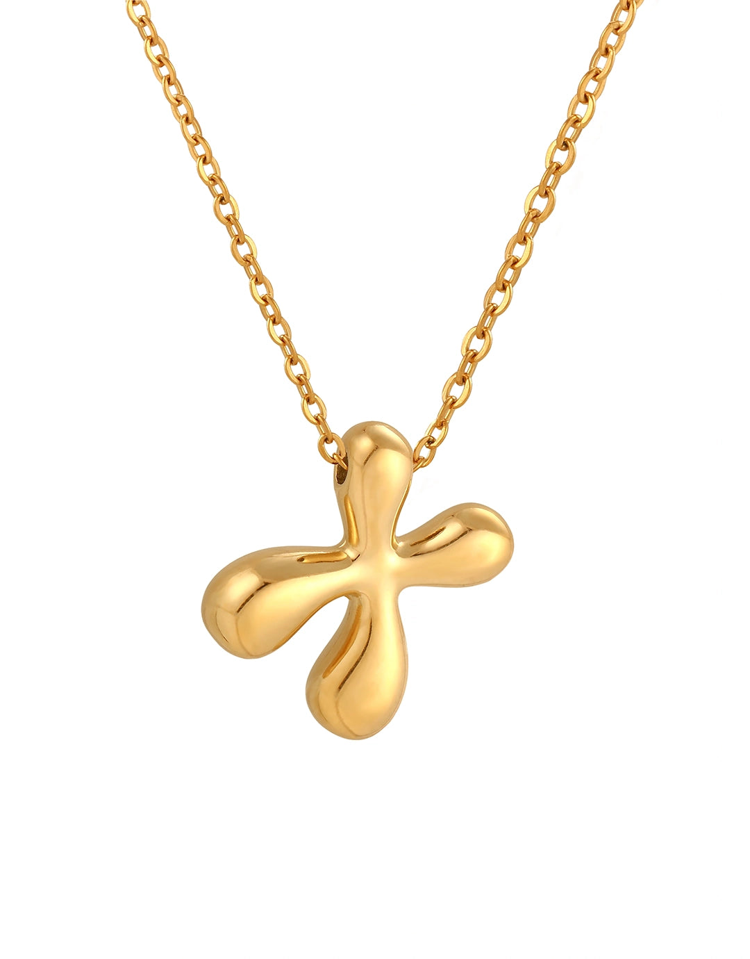 Cloud Letter Pendant Necklace - Gold