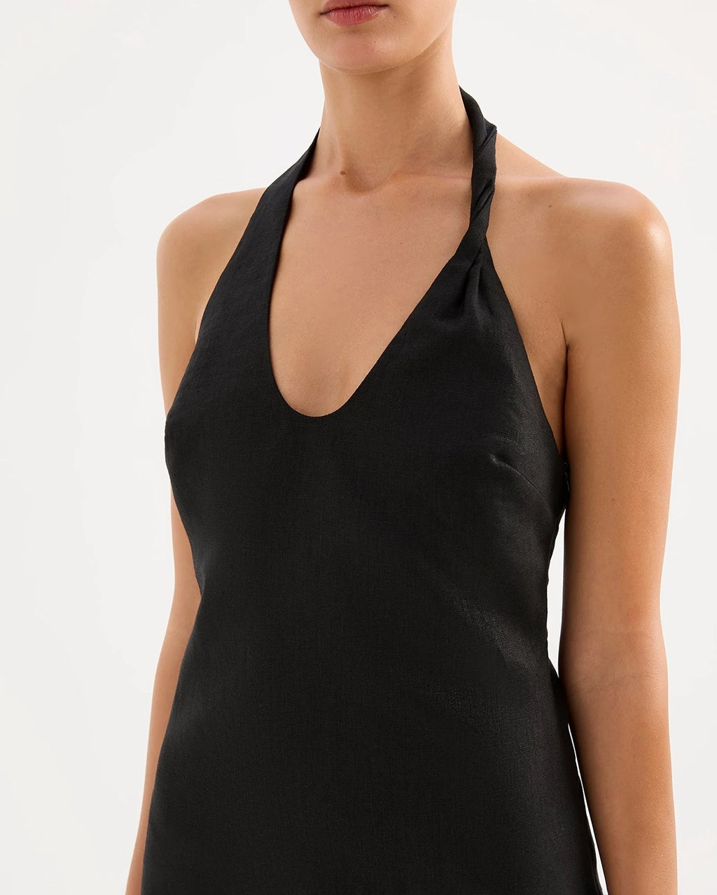 Zayda Linen Mini Dress - Black