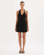 Zayda Linen Mini Dress - Black by Nude Lucy