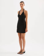 Zayda Linen Mini Dress - Black by Nude Lucy - view 3