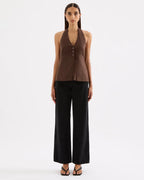 Zayda Linen Vest - Chocolate by Nude Lucy - view 2