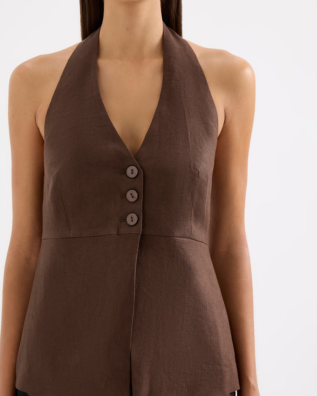 Zayda Linen Vest - Chocolate by Nude Lucy - view 4