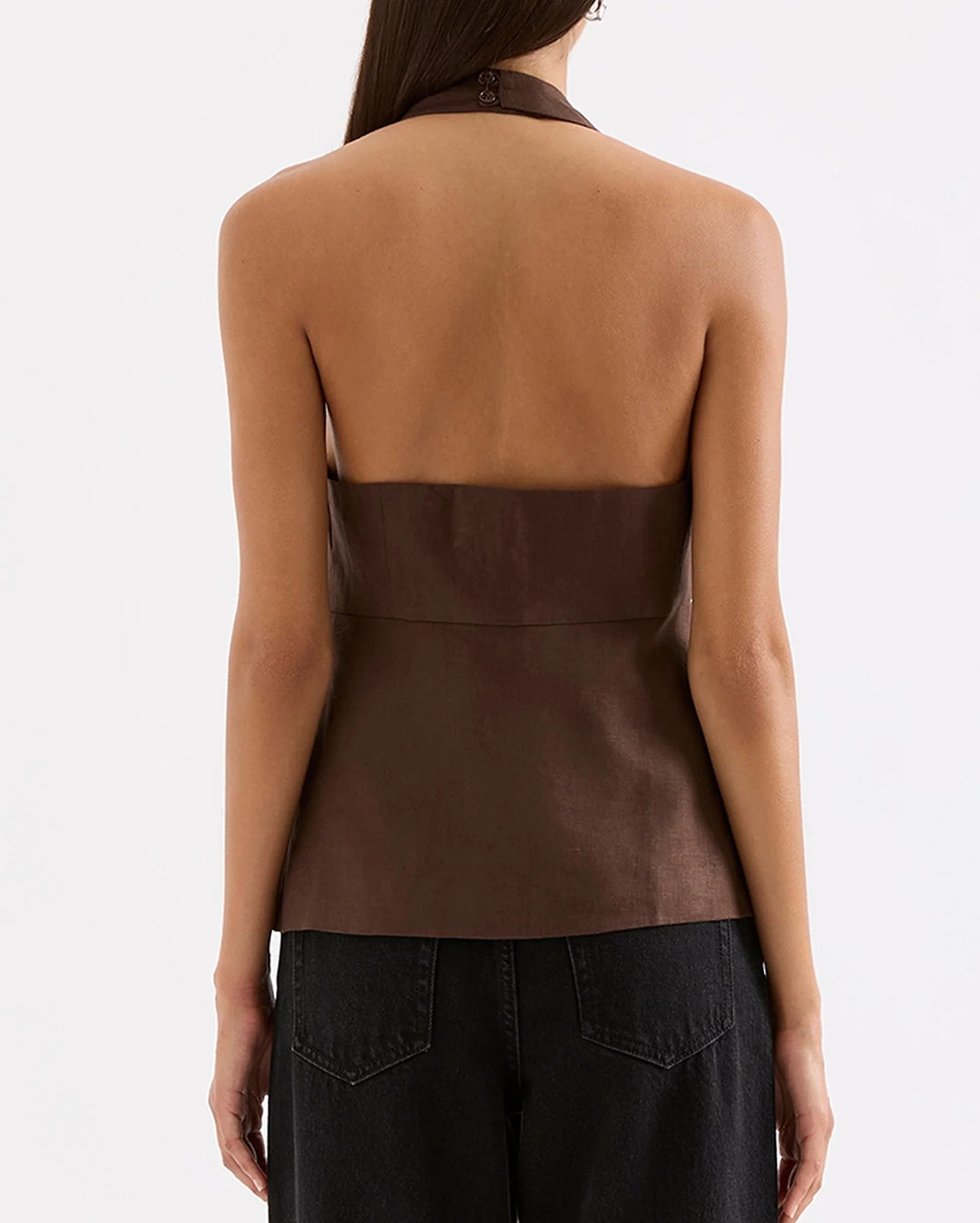 Zayda Linen Vest - Chocolate by Nude Lucy - view 6