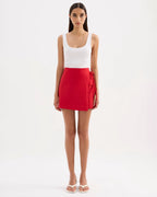 Lotta Linen Mini Skirt - Vermillion by Nude Lucy - view 2