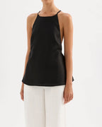 Ziba Linen Top - Black by Nude Lucy - view 6