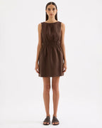 Andri Linen Mini Dress - Chocolate by Nude Lucy - view 2