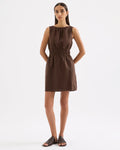 Andri Linen Mini Dress - Chocolate by Nude Lucy