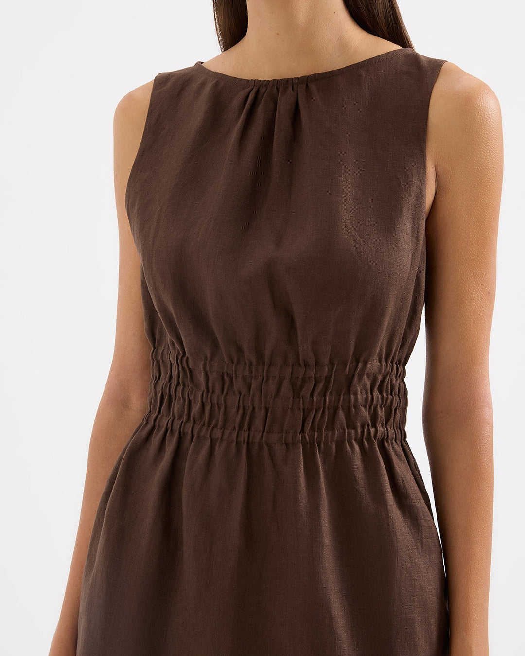 Andri Linen Mini Dress - Chocolate by Nude Lucy - view 5