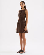 Andri Linen Mini Dress - Chocolate by Nude Lucy - view 3