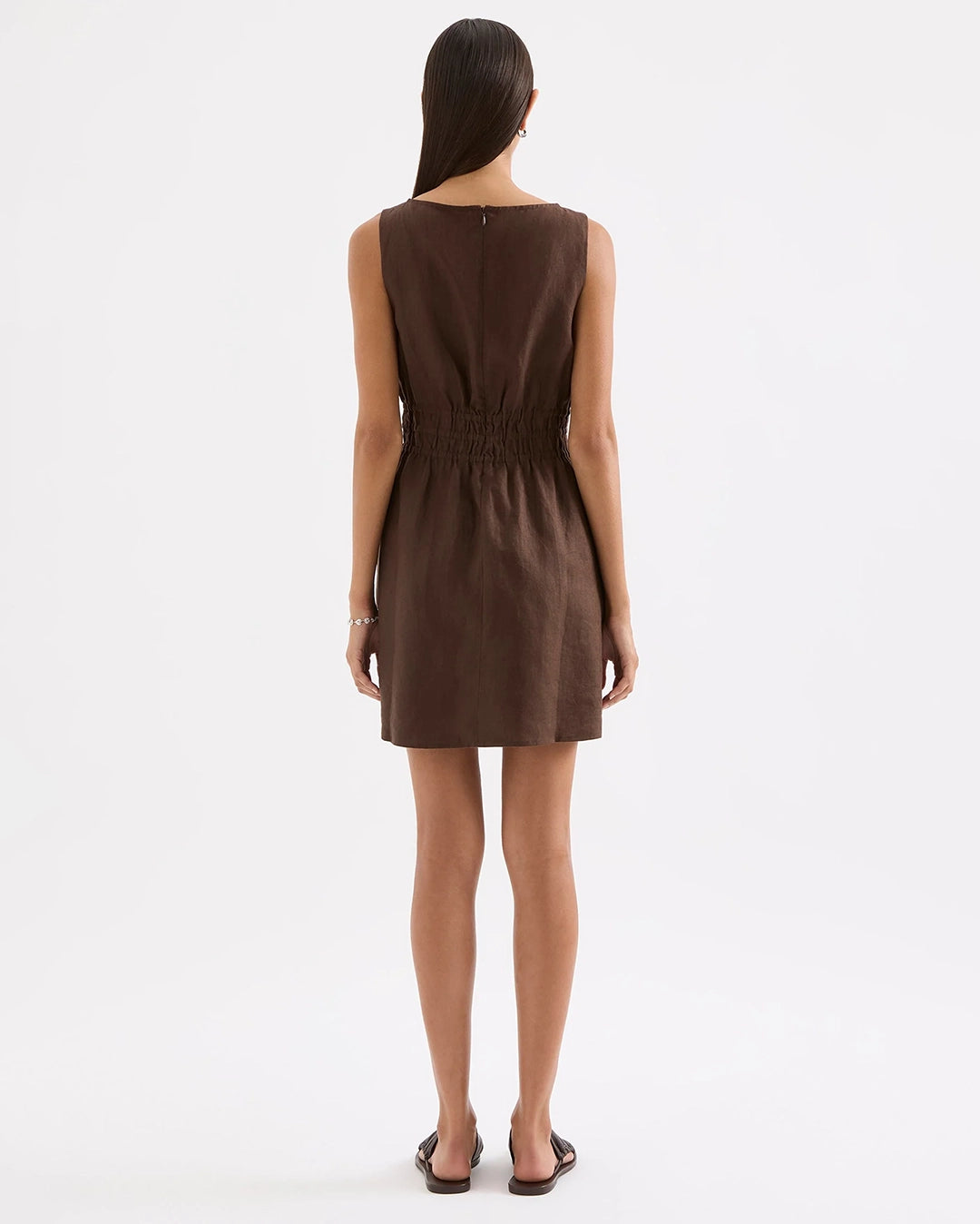 Andri Linen Mini Dress - Chocolate by Nude Lucy - view 4