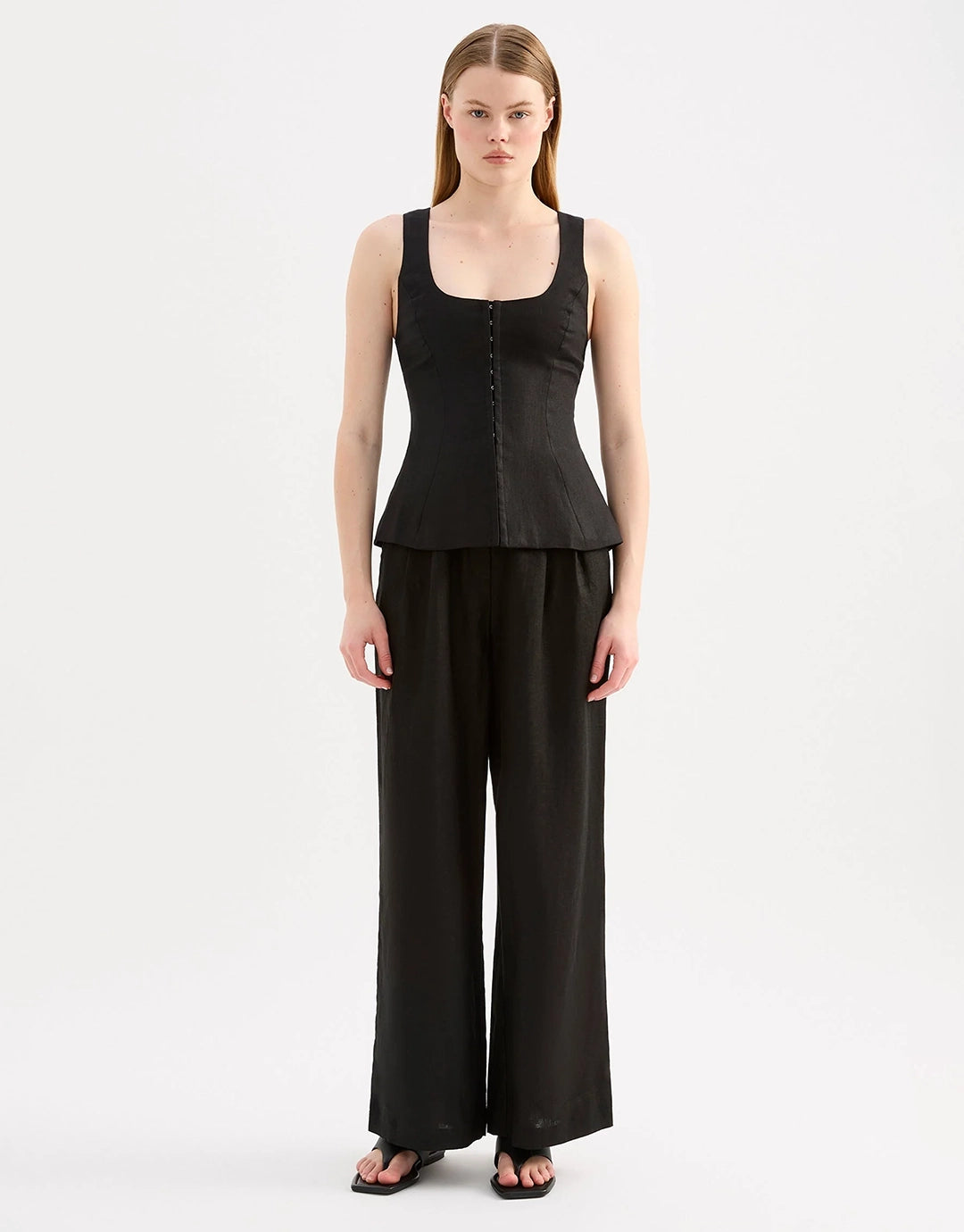 Quinn Linen Vest - Black
