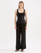 Quinn Linen Vest - Black by Nude Lucy