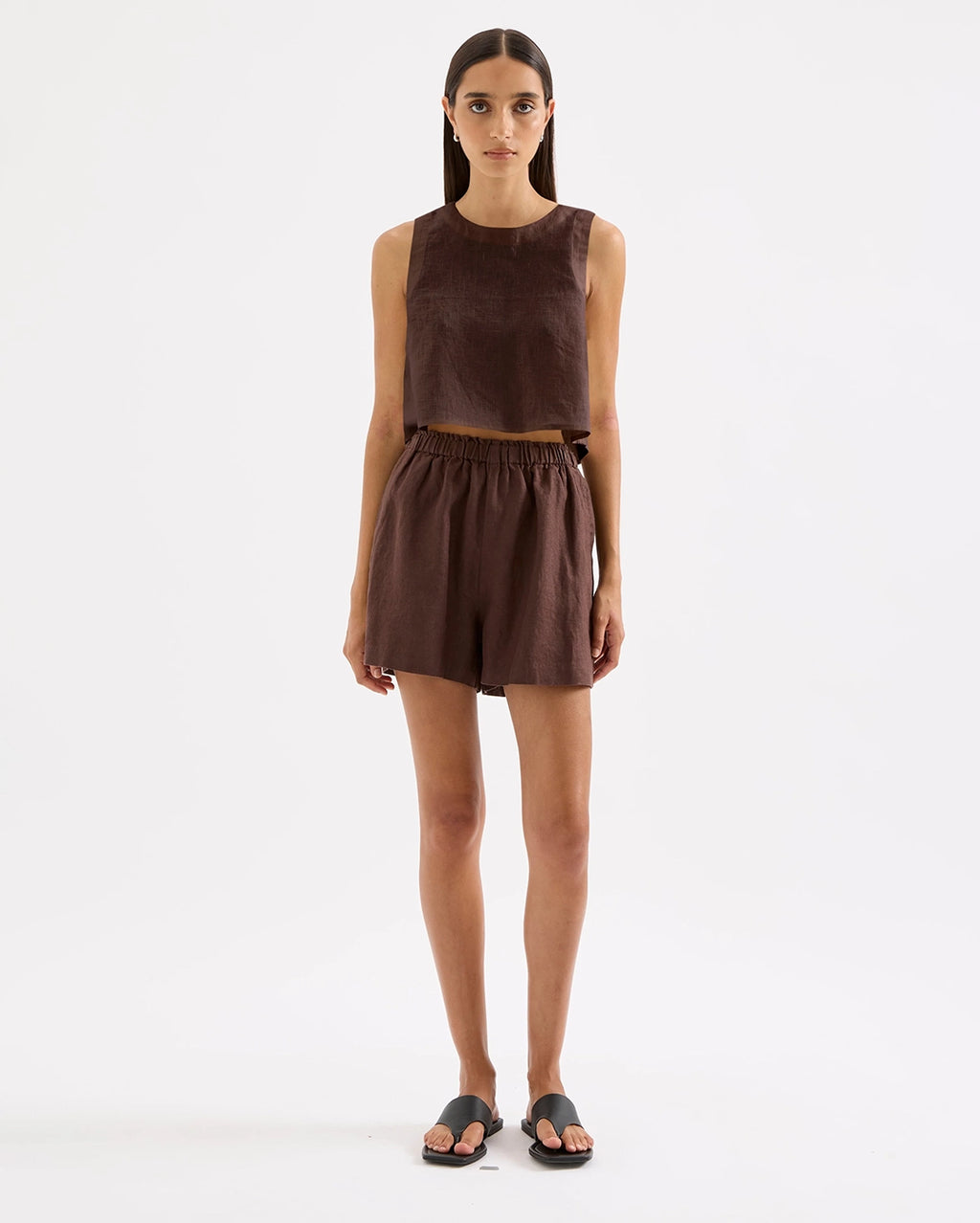 Theo Linen Short - Chocolate by Nude Lucy - view 2