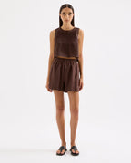 Theo Linen Short - Chocolate by Nude Lucy - view 2