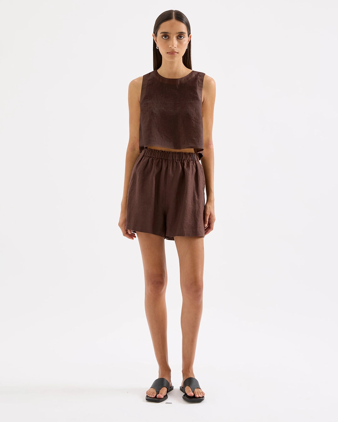 Theo Linen Short - Chocolate by Nude Lucy - view 2