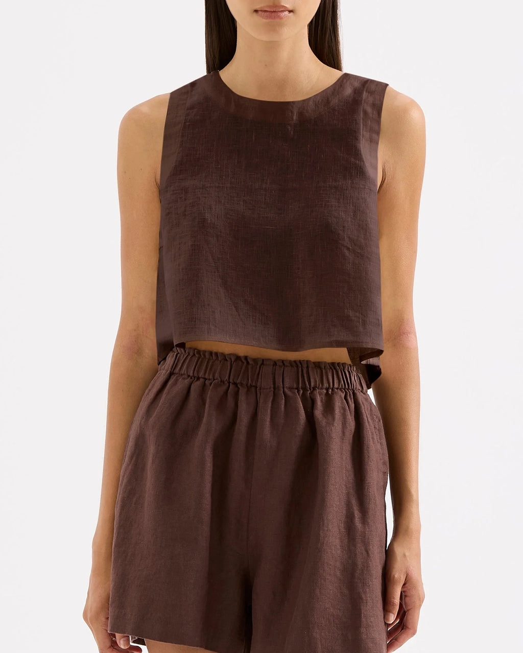 Sian Linen Top - Chocolate by Nude Lucy - view 2