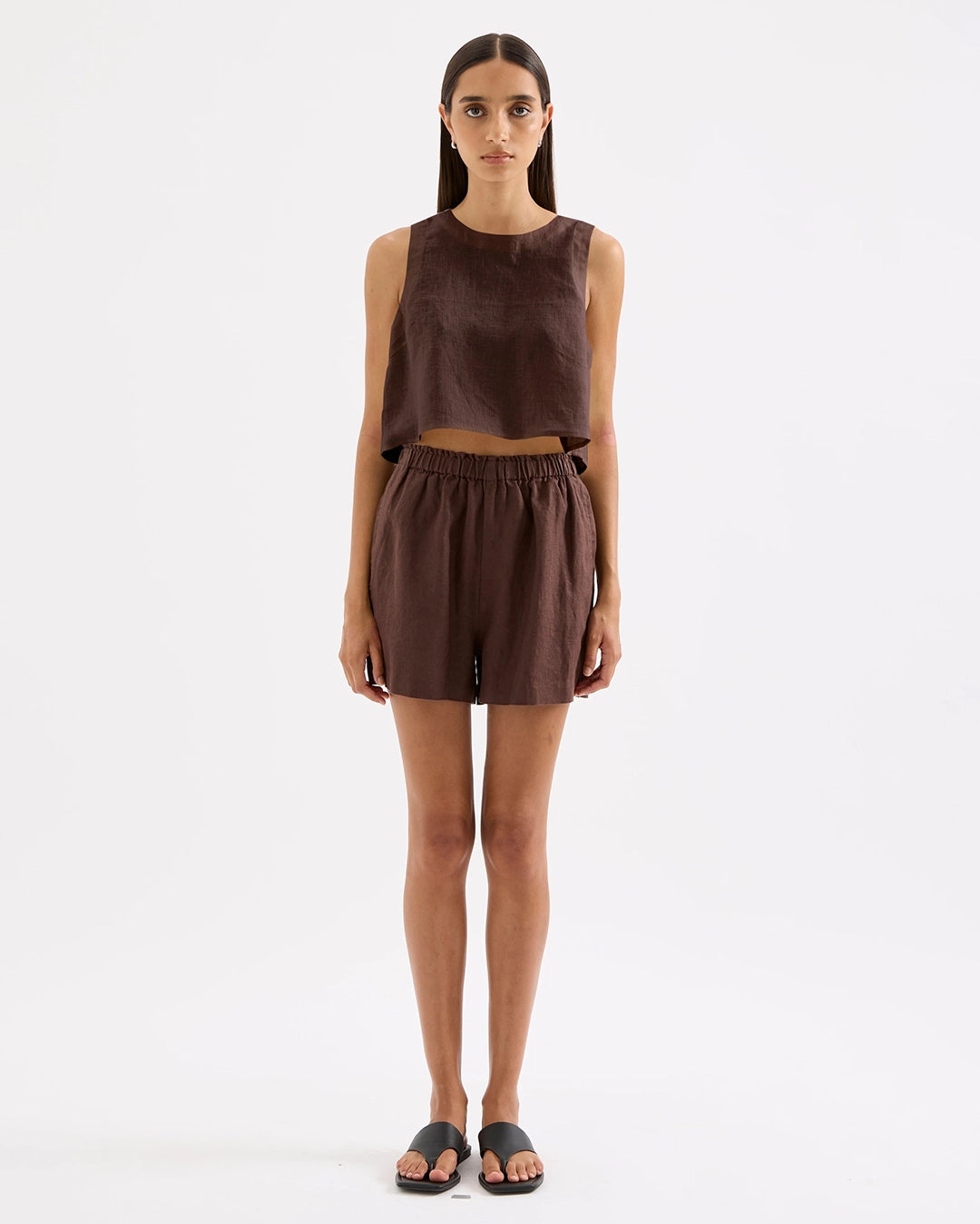 Sian Linen Top - Chocolate by Nude Lucy