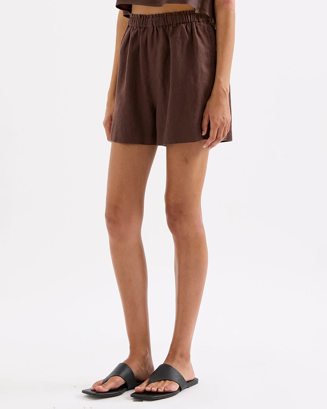 Theo Linen Short - Chocolate by Nude Lucy - view 4