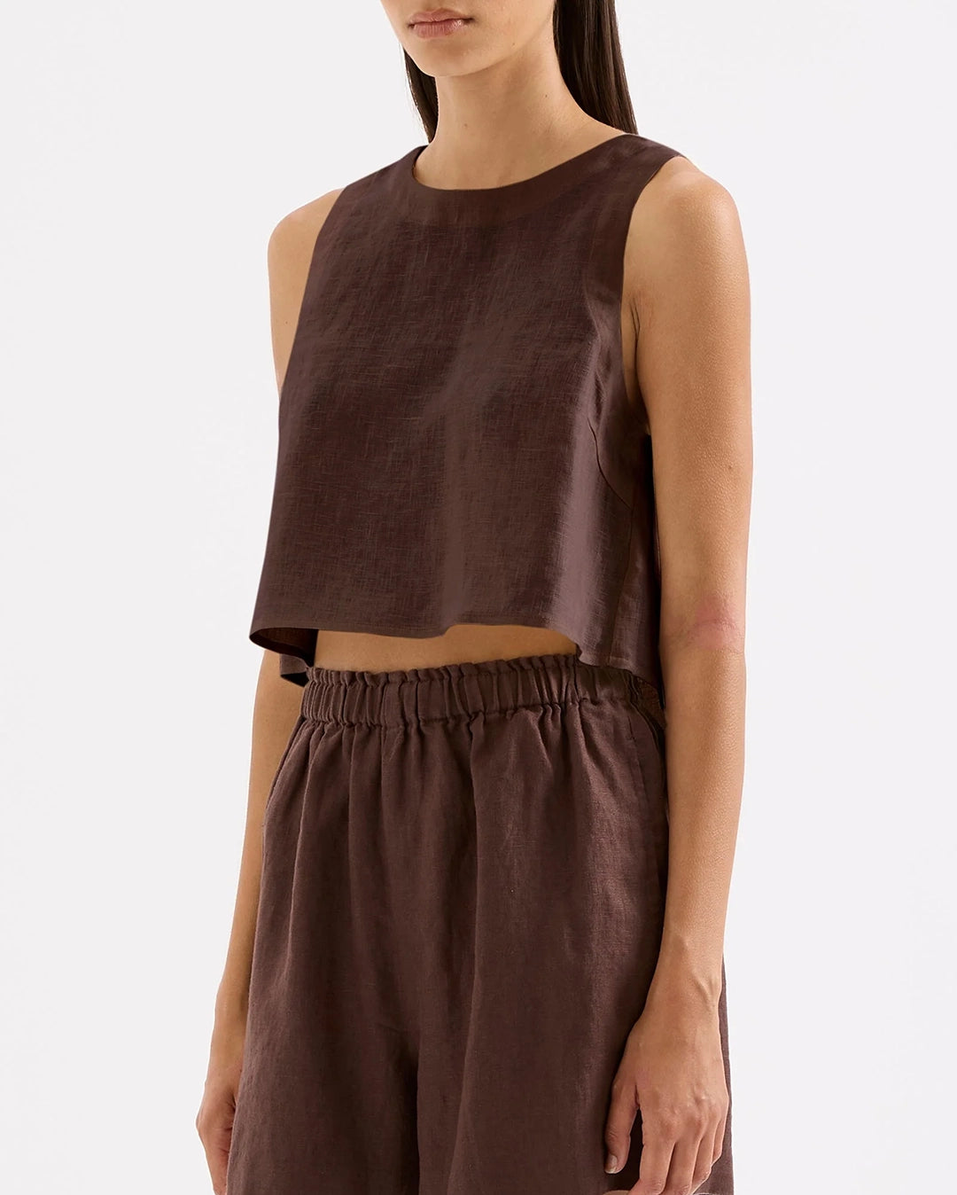 Sian Linen Top - Chocolate by Nude Lucy - view 3