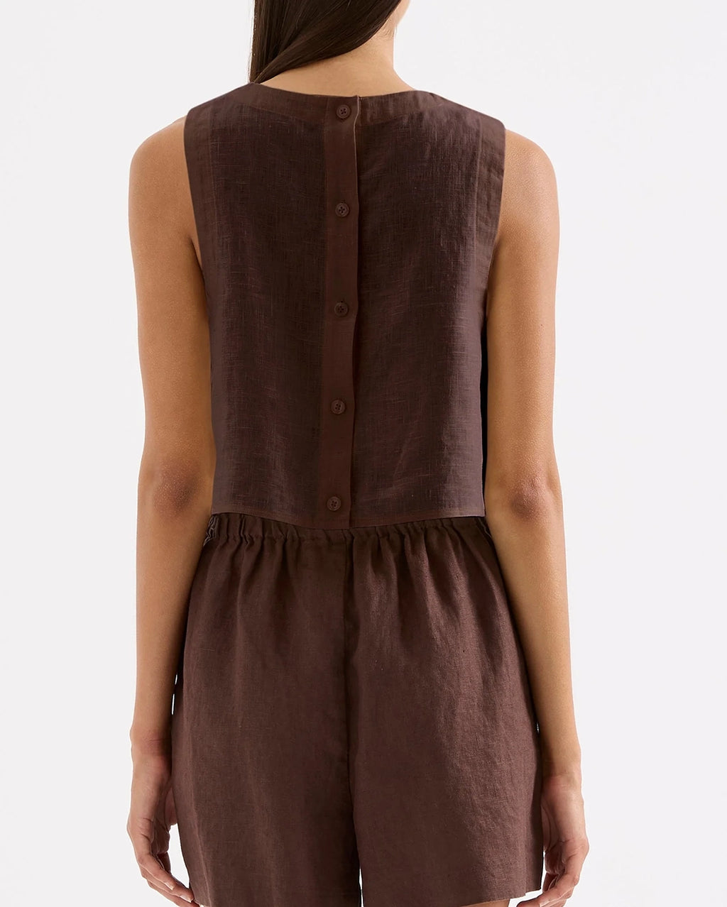 Sian Linen Top - Chocolate by Nude Lucy - view 4