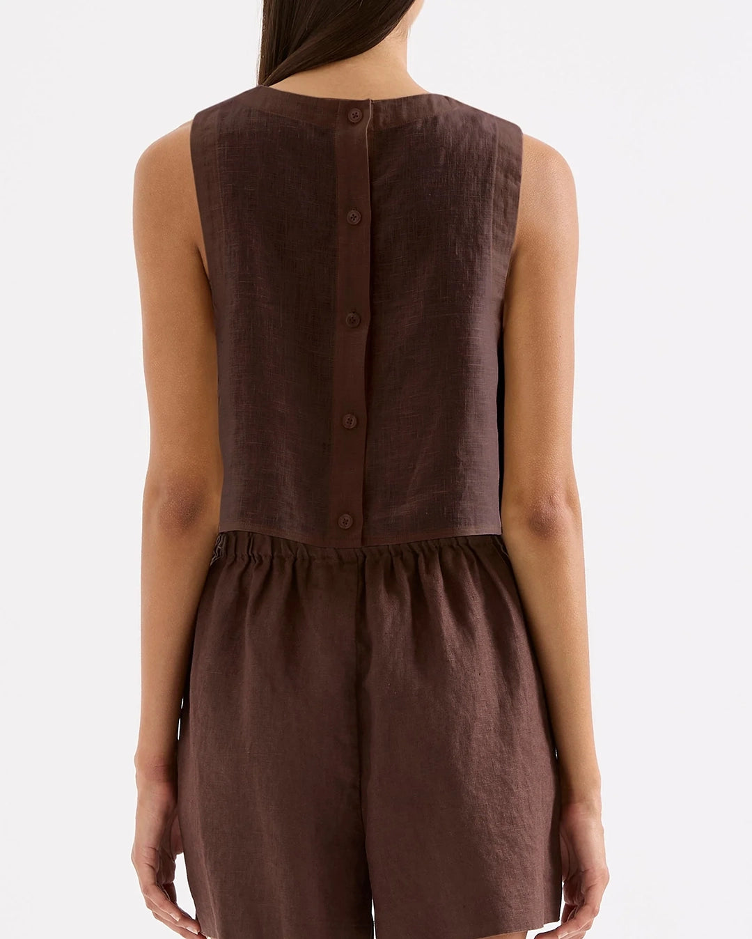 Sian Linen Top - Chocolate by Nude Lucy - view 4