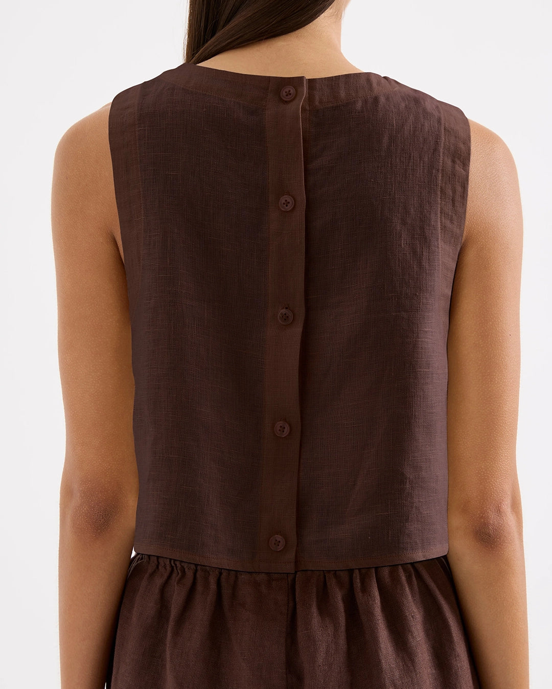 Sian Linen Top - Chocolate by Nude Lucy - view 5