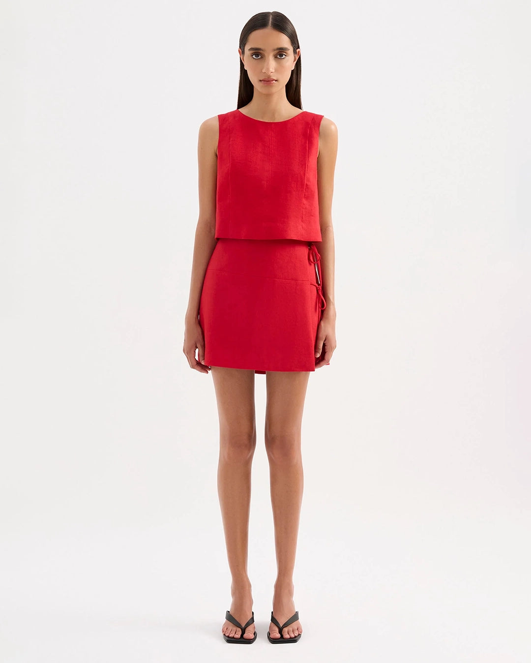 Marli Linen Top - Vermillion